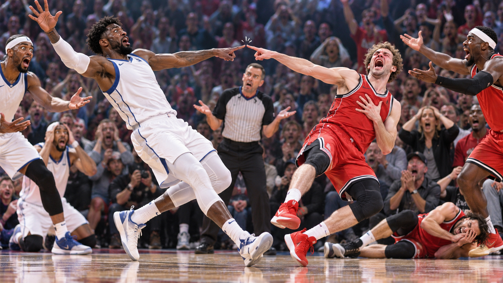 Satirical fictional close-up illustrating the league concept of marginal contact.
