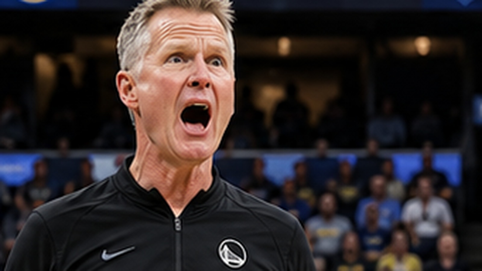 Basketball coach reacting during a late-game comeback.